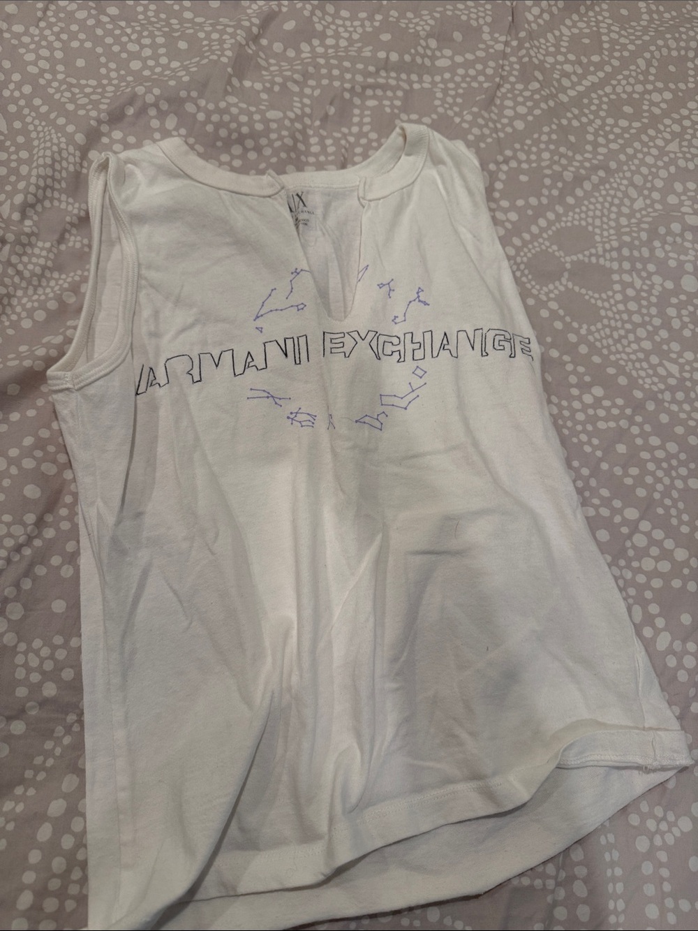 Armani Exchange White Girls' Logo Notch Tank